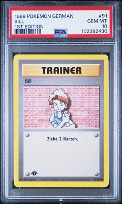 PSA 10 BILL 91 BASE SET GERMAN 1ST EDITION TRAINER POKEMON GEM MINT - Image 1 of 2