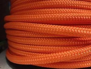 3/8 " x 100ft. Double Braid-Yacht Braid Polyester Rope Hank. Bright Orange - Foto 1 di 3