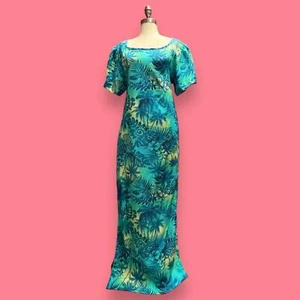 Hawaiian Muumuu Maxi Dress Tropical Cutout Dress Tropical Floral Print Medium - Picture 1 of 8