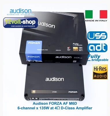 Amplificador Audison AF M6D Forza 6 canales 6x135W RMS; Hecho en Italia Foto 1 de 4