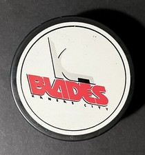 Vintage Kansas City Blades Large White Trench Logo IHL Logo Hockey Puck Slovakia