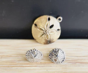 Sterling Silver 925 Vintage Sand dollar earrings & Necklace pendant - Picture 1 of 3