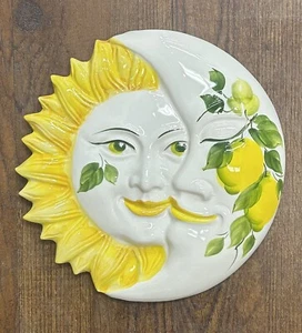 Bassano Keramik: 10,1/2’’ Sonne und Mond Wanddekoration. Hergestellt/bemalt von Hand - Italien - Bild 1 von 2