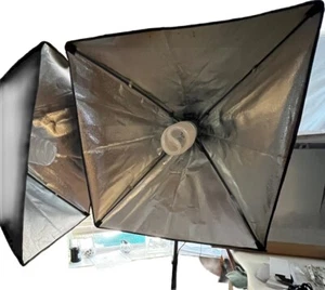 Set Of 2 LS Pro Photo Studio EUC Photography UMBRELLAS With Stands Work READ - Picture 1 of 13