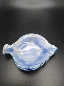 Vintage Kunstkeramik blau Fisch Design 3,5" x 2,5" Schmuck Ring Schale Japan - Bild 1 von 10
