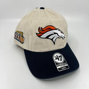 Denver Broncos Hat Large Mens Beige Fitted '47 Brand Baseball Cap Super Bowl New - Picture 1 of 13