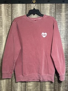 Longwood University Sweatshirt LU Herz rosa rot 2-seitig Rundhalsausschnitt Erwachsene Gr. Small - Bild 1 von 8