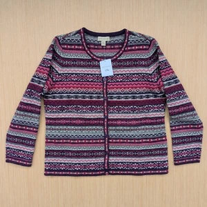 Neu mit Etikett Appleseed's Lambswool Pink Fair Isle Pullover Cardigan Damen Petite Large - Bild 1 von 6