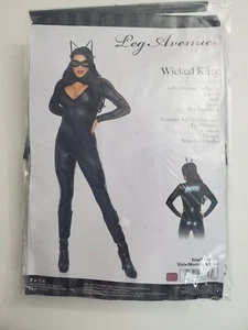 Leg Avenue - Wicked Kitty -  Adult Sized Costume -  Black - Large - Catsuit - Picture 1 of 6