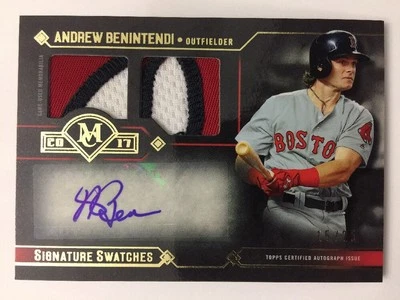 Andrew Benintendi Dual Patch Auto #15/25 2017 Topps Museum Collection Jersey - Image 1 of 4