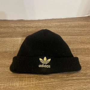 Adidas Trefoil Knit Beanie Black Unisex Winter Hat One Size - Picture 1 of 5