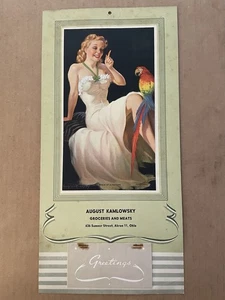 1946 PIN-UP GIRL PARROT Birds of Feather Bradshaw Crandell Calendar Akron OH #5 - Picture 1 of 9