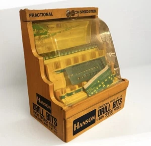 Vintage Hanson Drill Bits Store Display Fractional High Speed Steel INCLUDES KEY - Picture 1 of 7