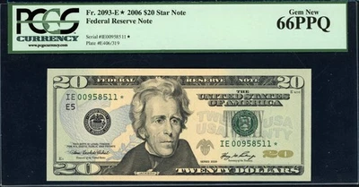 Fr. 2093-E* (IE* Block) 2006 $20 Richmond Star Note PCGS Gem New 66 PPQ - Image 1 of 2