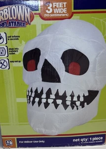 De Colección Gemmy Calavera Inflable Soplada por Aire Halloween Ojos Rojos 3 Pies de Ancho 2007 Nuevo de Lote Antiguo - Imagen 1 de 24