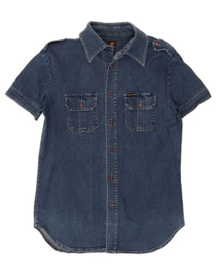 Camisa vaquera manga corta ENERGIE para mujer Reino Unido 14 algodón azul medio AO02 Foto 1 de 3