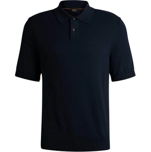 Hugo Boss Mens Polo Shirt BOSS Asac P Short Sleeved Knit Polo in Dark Blue - Picture 1 of 6