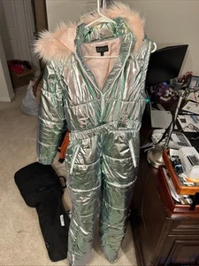 Exx Aurora Beam Snow Bunny Women SnowSuit Iridescent Silver Missing Left Arm - Picture 1 of 7