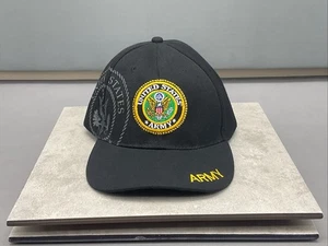 US ARMY Shadow Round Cap Black W/ Adjustable Strap & Branch Insignia Logos - Picture 1 of 6