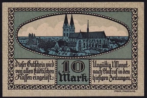 Germany Halberstadt 10 Mark 1918 Vintage WWI Emergency Paper Money Banknote UNC - Picture 1 of 2