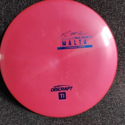Discraft Disc Golf Paul McBeth Titanium Malta Midrange Disc 5/4/1/3 Red 175-176 - Image 1 of 4