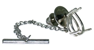 Sterling Silver 12x8 12mm x 8mm Faceted Pear Tie Tack Mounting - Picture 1 of 1