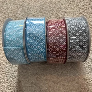 Everyday Ribbon 2.5” X 100’ Lot Of Four Teal, Blue, Red, Gray. LOT OF 4 Rolls - Picture 1 of 4
