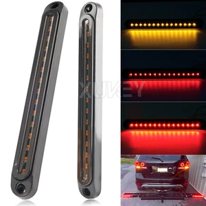 2x 30LED 10" Red Amber Trailer Brake Stop Turn Signal Rear Tail Light Bar Strip - Picture 1 of 10