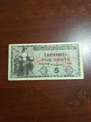 Series 481 5 Cents Military Payment Certificate  - Image 1 of 2