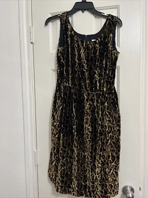 Vintage Neiman  Marcus Leopard Velvet Drop Waist Dress 4 Sleeveless - Image 1 of 4