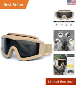 Airsoft Goggles Anti Fog Army Tactical Goggles with 3 Interchangeable Lens UV... - Picture 1 of 8