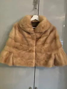 Real Mink Fur Bolero,short Jacket,light Brown Tan Colour,S-10 - Picture 1 of 11