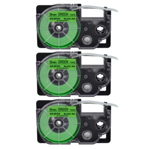 Cartucho de cinta verde fluorescente 3PK XR-9FGN para impresora de etiquetas Casio KL-60 EZ - Imagen 1 de 9