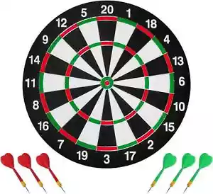 FULL SIZE 17" DARTBOARD SET 6 DARTS FUN FAMILY DART GAME BOARD ADULTS KIDS XMAS - Picture 1 of 7