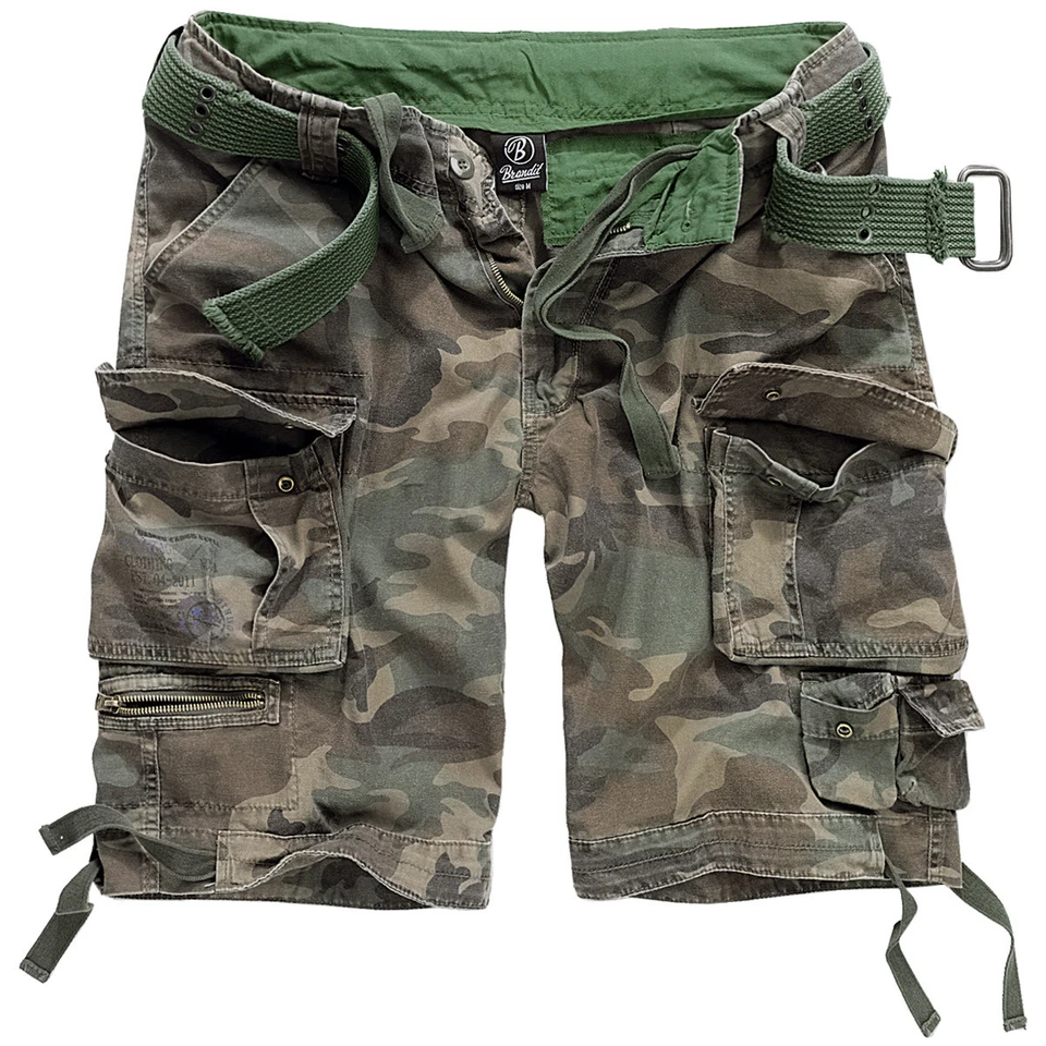 Pantalones Cortos Brandit Savage Vintage Ejército Hombres Combate Carga Verano Viaje Bosque Camuflaje Foto 1 de 1