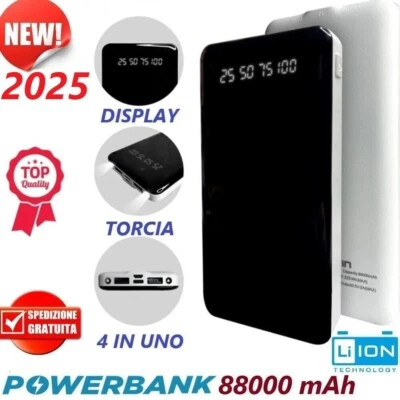 POWER BANK CARICABATTERIE 88000 mAh 2 IN 1 USB + MICRO USB +TYPE C FAST CHARGING - Immagine 1 di 4