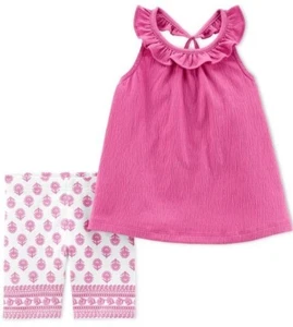 Girls 2 pc Set Crinkle Tank Top Summer Outfit Shorts Bottom - Picture 1 of 3