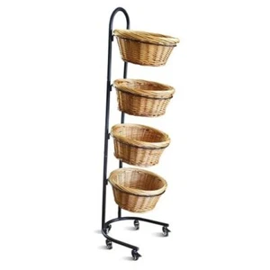 4 Tier Retail Display Stand with Wheels & Sign Clips, Brown Retail Display  - Picture 1 of 7