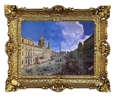 Beautiful Painting 56x46cm - By. Van Wittel Rome Roma, Piazza Navona Antique Rep - Image 1 of 3