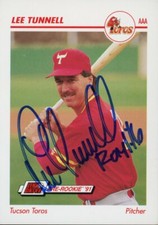 1991 Tucson Toros LEE TUNNELL Signed Card autograph CARDINALS PIRATES