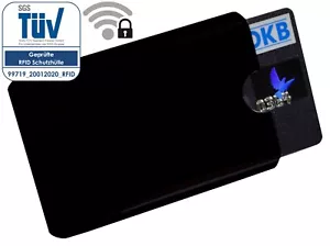 RFID Schutzhülle Schwarz Soft EC Kredit Kartenhülle Ausweisetui NFC Blocker TÜV - Bild 1 von 3