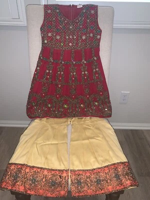 Kids Heavy Embroidered Party Sharara - Image 1 of 4