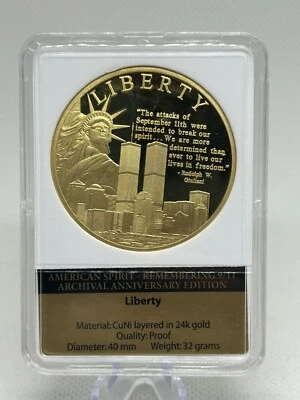 American Mint Remembering 9/11 24k Gold Layered Proof Coin🇺🇸✨ - Image 1 of 4