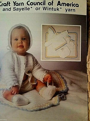 Craft Yarn Council 5piece BABY SET crochet 6pg pattern leaflet 1985 - Image 1 of 3