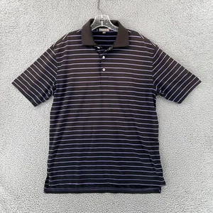 Peter Millar camicia uomo media estiva comoda golf polo marrone righe viola - Foto 1 di 12