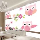 Pink Owl Embroidery 3d Full Wall Mural Photo Wallpaper Printing Home Kids Decor