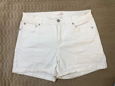 LC Lauren Conrad Womens 14 White Denim Shorts Cuffed Stretch 5 Pocket - Image 1 of 4