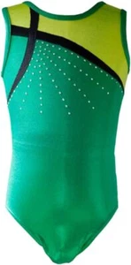 Girls Metallic Cross Bars Athletic Ballet Dance Tank 4-5T, Black Green - Picture 1 of 9