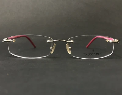 Trussardi Eyeglasses Frames TE 10831 A97 Pink Silver Rectangular 52-17-130 Foto 1 de 4