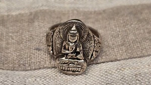 Anello Buddha vintage in argento sterling misura 10,5 - Foto 1 di 7